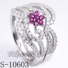 925 Sterling Silver Pink Zirconia Women Ring (S-10603)